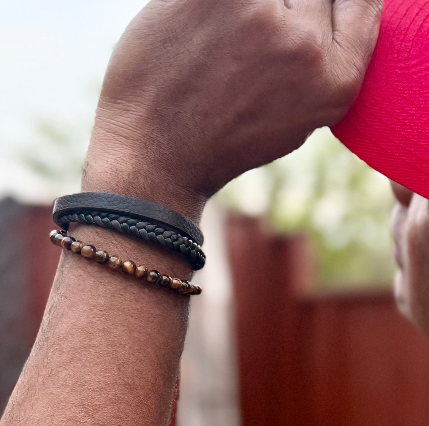 Tiger Eye Leather Bracelet