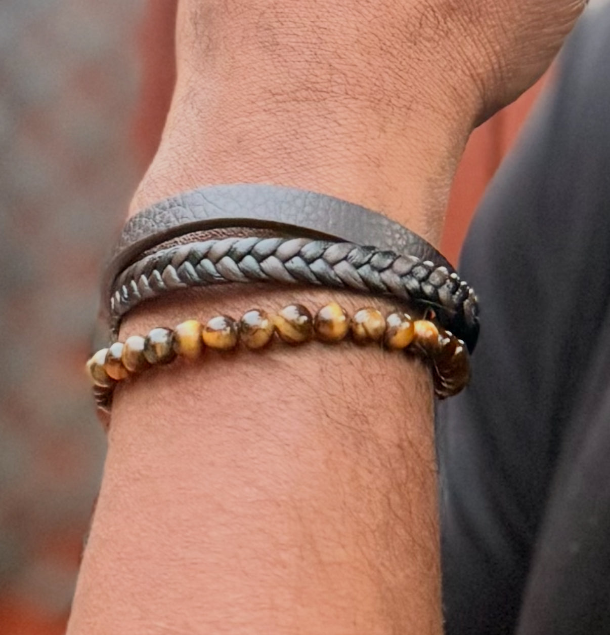 Tiger Eye Leather Bracelet
