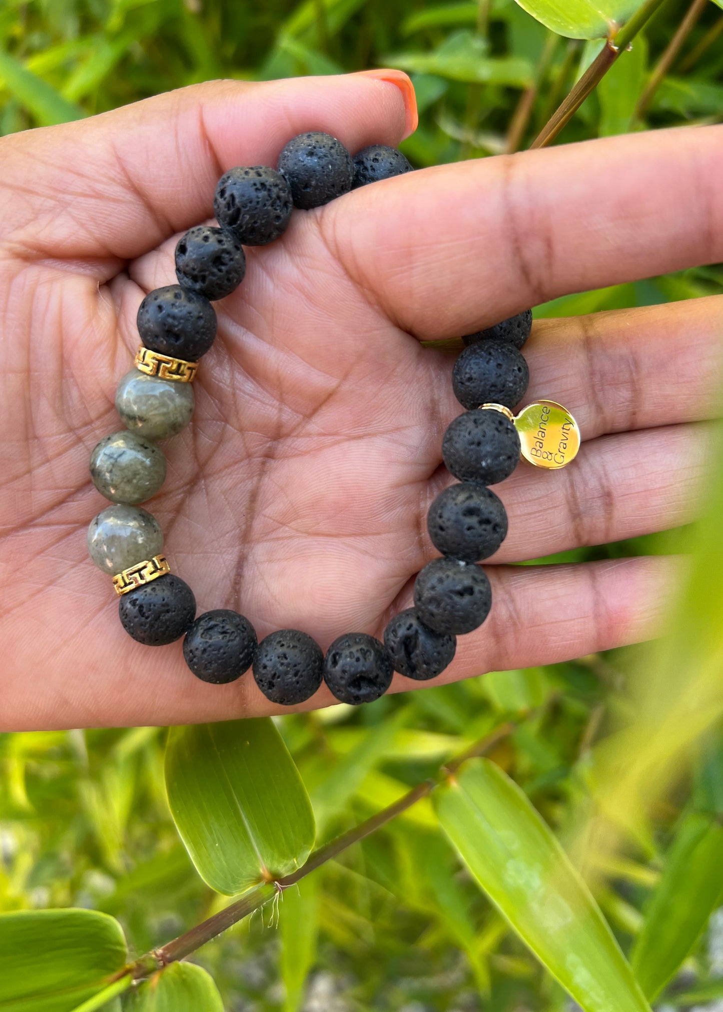 Lava Labradorite Bead Bracelet