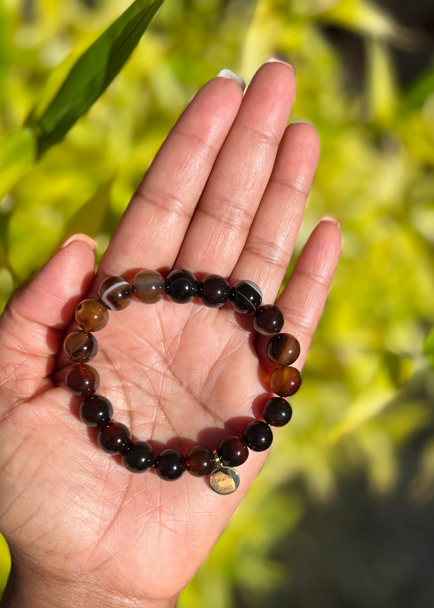 Brown Agate Bead Bracelet