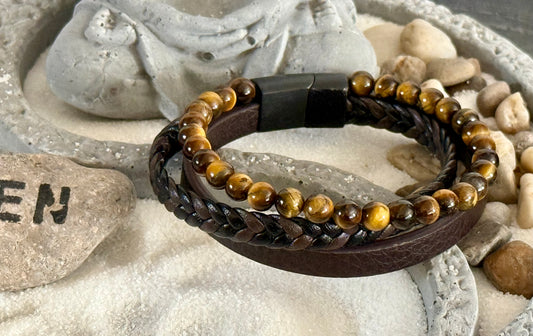 Tiger Eye Leather Bracelet