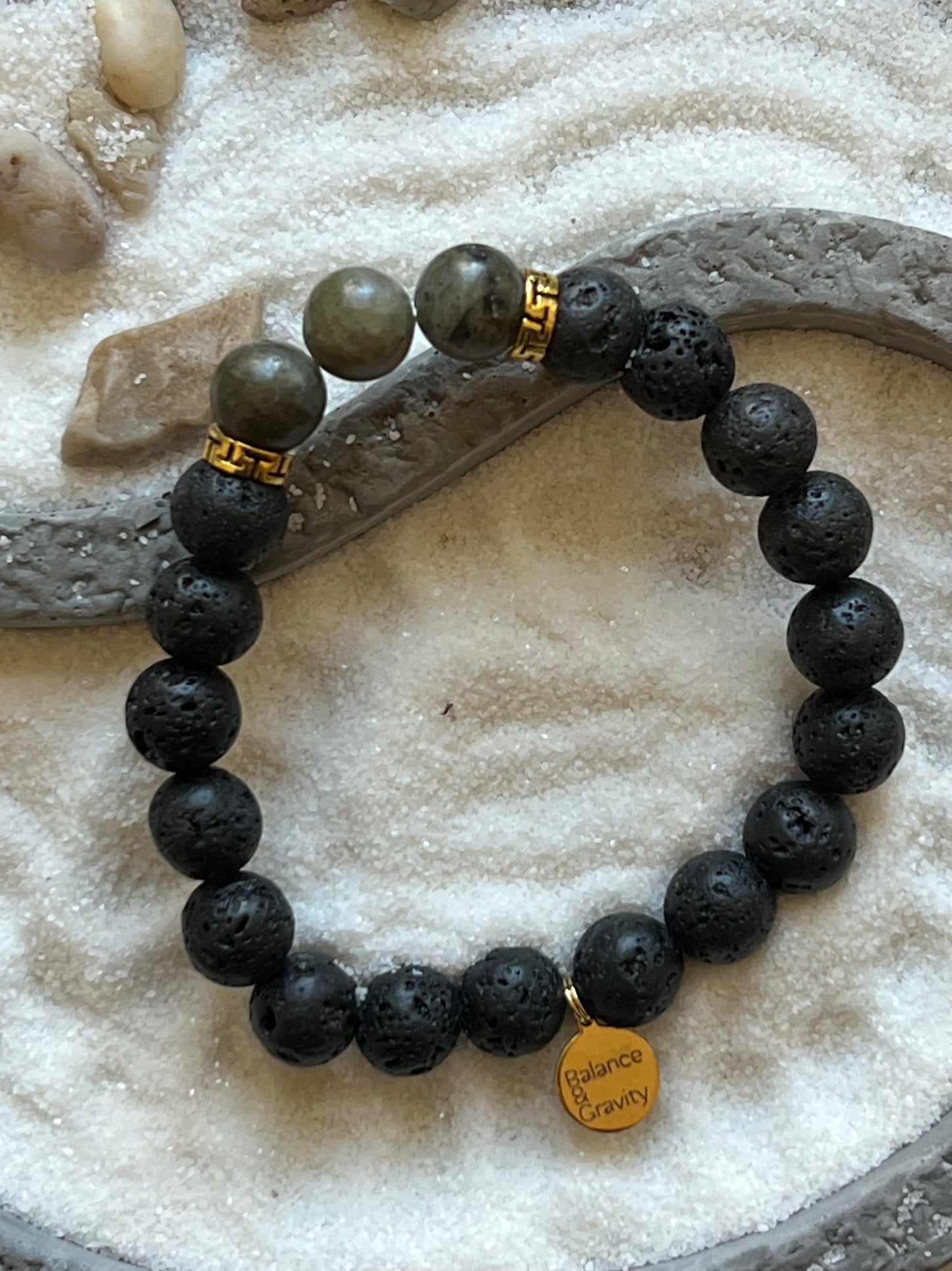 Lava Labradorite Bead Bracelet