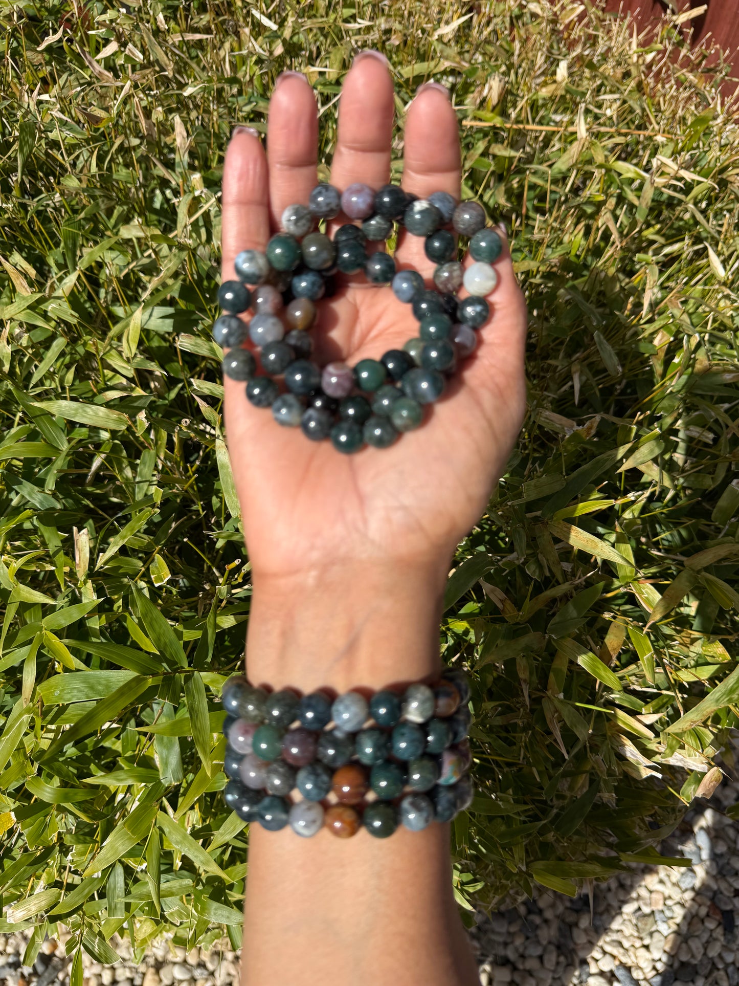 India Agate Bead Bracelet