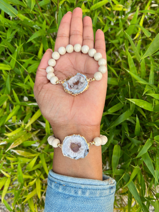 Riverstone Agate Bead Bracelet