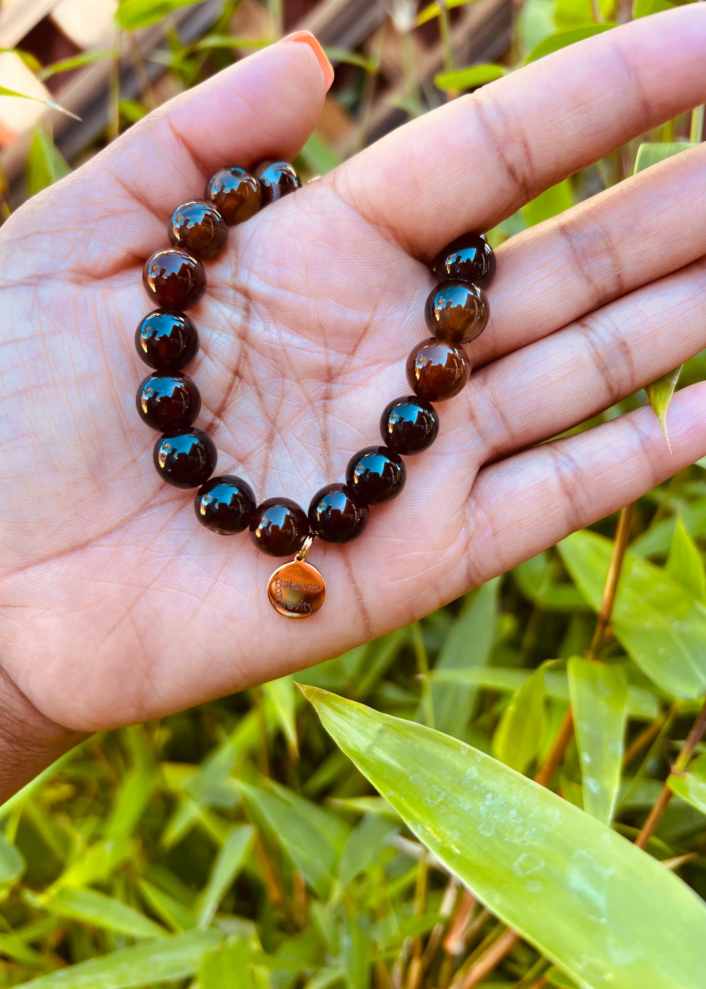 Brown Agate Bead Bracelet