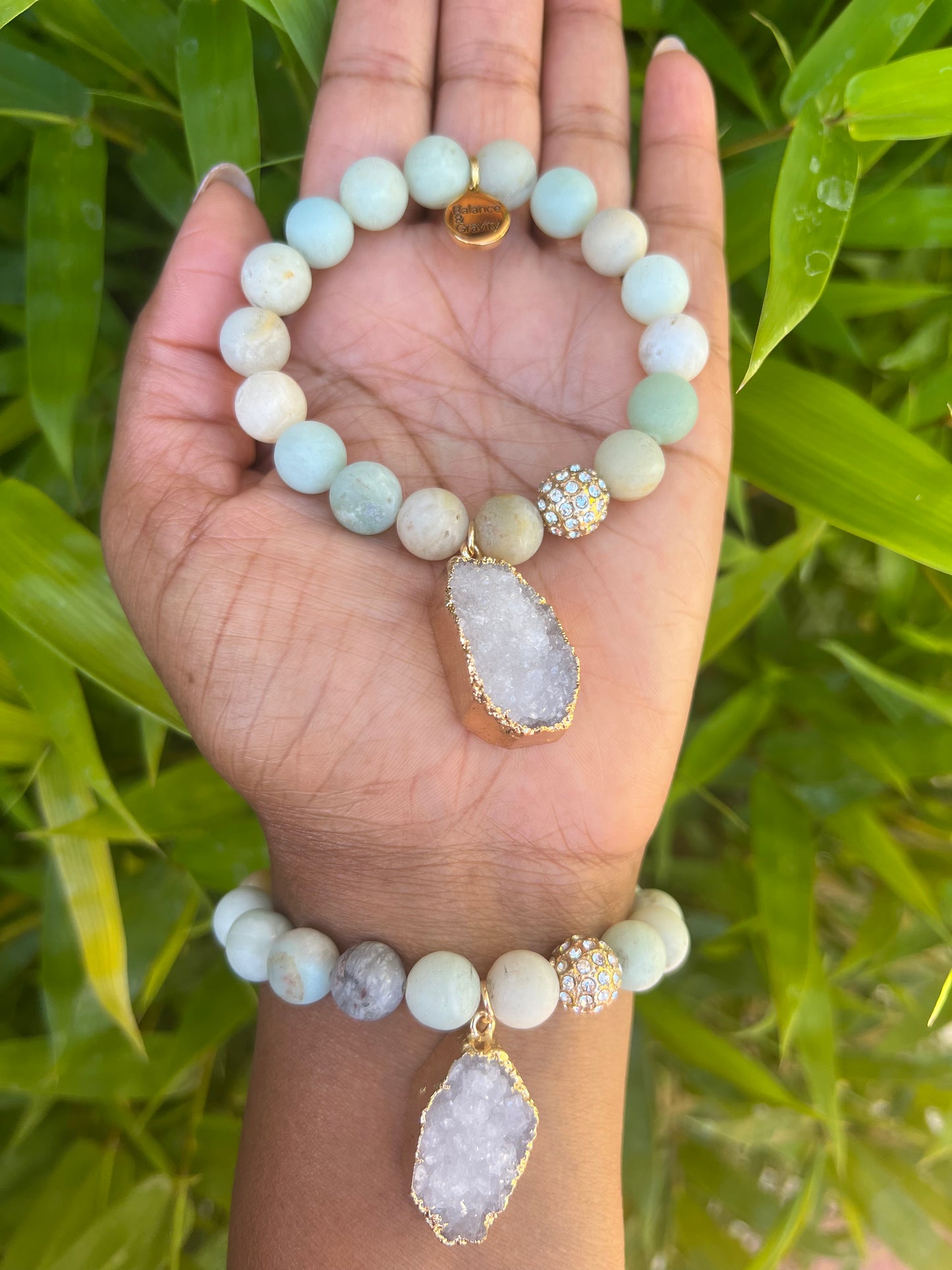 Amazonite Druzy Bead Bracelet