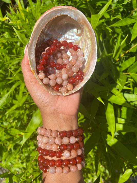 Carnelian & Sunstone Bead Bracelet