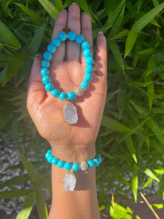 Turquoise Druzy Bead Bracelet