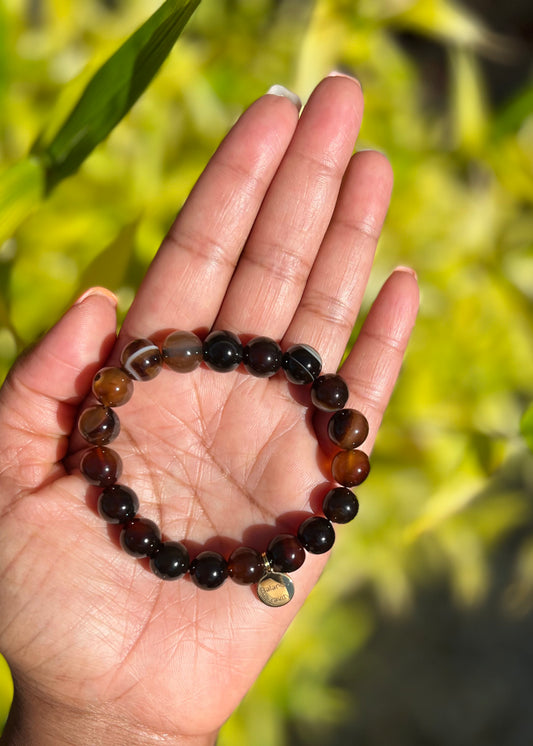 Brown Agate Bead Bracelet