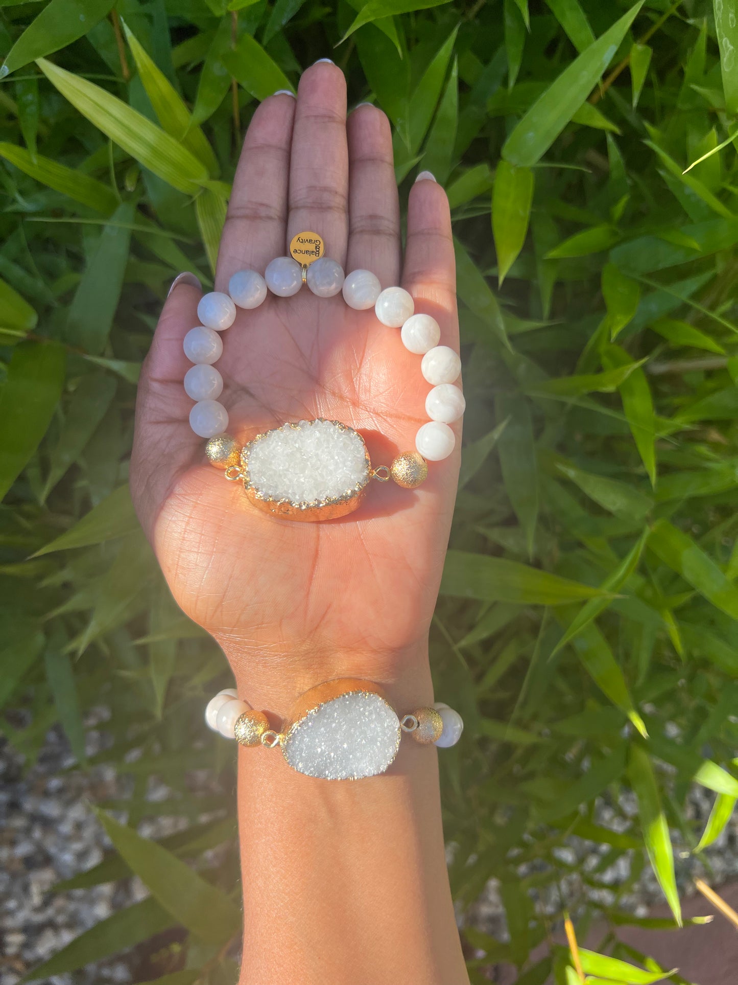 White Onyx Druzy Bead Bracelet